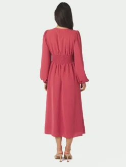 Annelie Solid Crepe Dress Cherry Pink