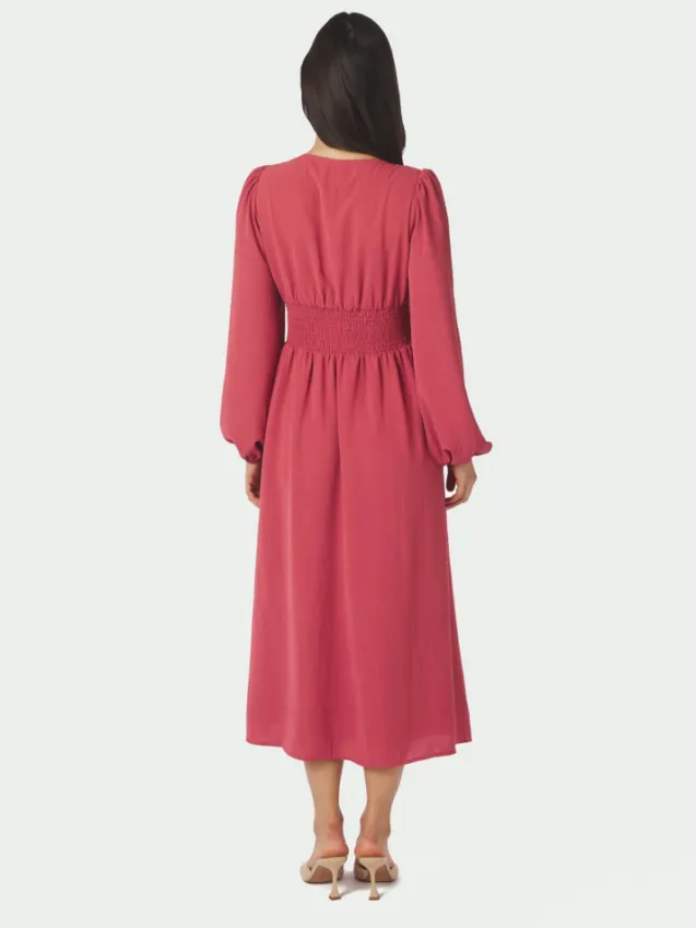 Annelie Solid Crepe Dress Cherry Pink