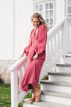 Annelie Solid Crepe Dress Cherry Pink