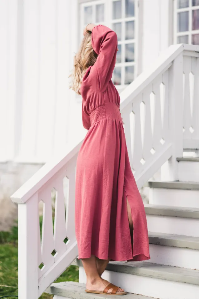 Annelie Solid Crepe Dress Cherry Pink