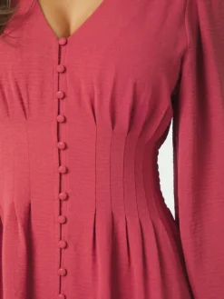 Annelie Solid Crepe Dress Cherry Pink