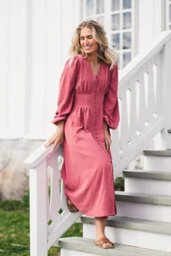 Annelie Solid Crepe Dress Cherry Pink