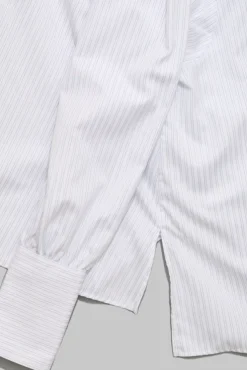 Anne Striped Satin Stripe White/Navy