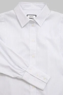 Anne Striped Satin Stripe White/Navy