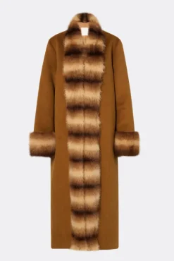 Anouk Yve Faux Fur Wool Coat Camel Anouk Yve