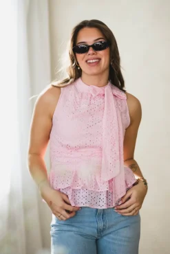 Ansol Emb Top Light Pink