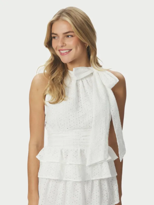 Ansol Emb Top Offwhite