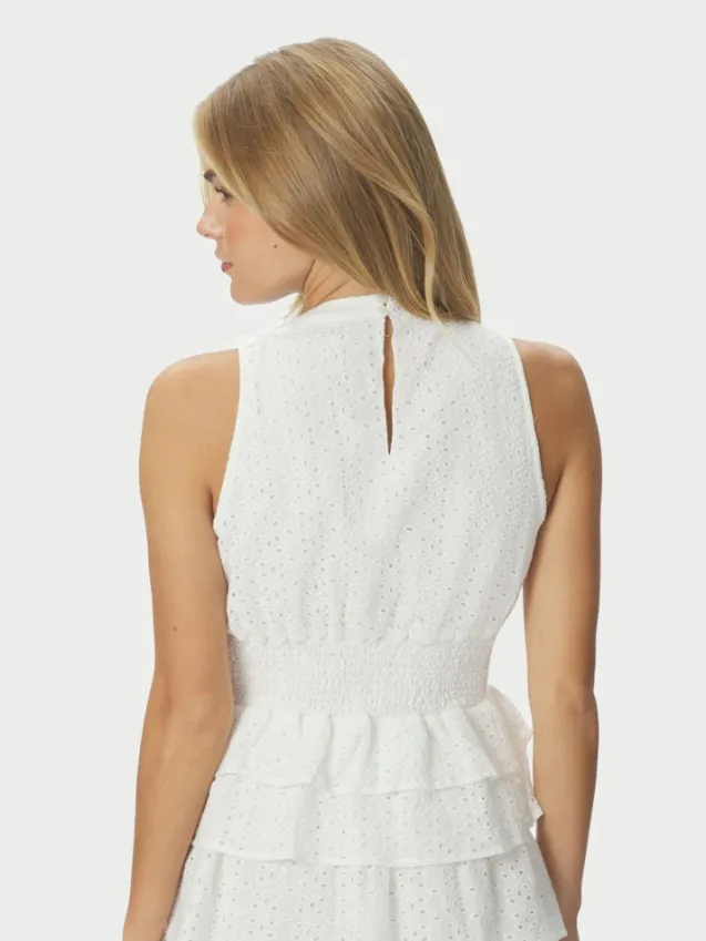 Ansol Emb Top Offwhite