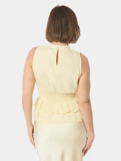 Ansol Solid Chiffon Top Light Yellow