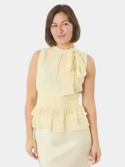 Ansol Solid Chiffon Top Light Yellow