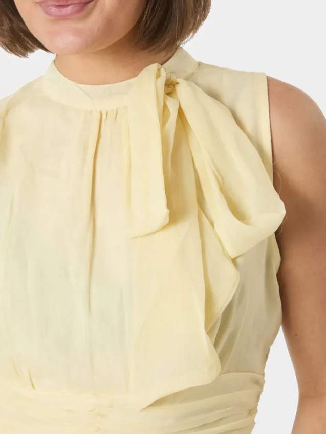 Ansol Solid Chiffon Top Light Yellow