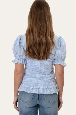 Arielic Blouse Blue White Stripes
