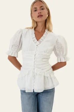 Arielic Blouse White Embroidery