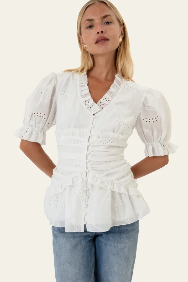 Arielic Blouse White Embroidery