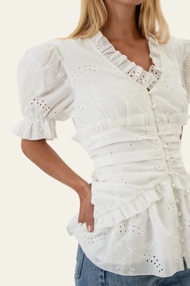 Arielic Blouse White Embroidery