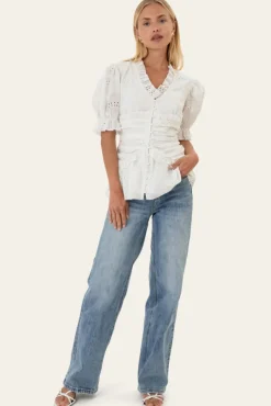 Arielic Blouse White Embroidery