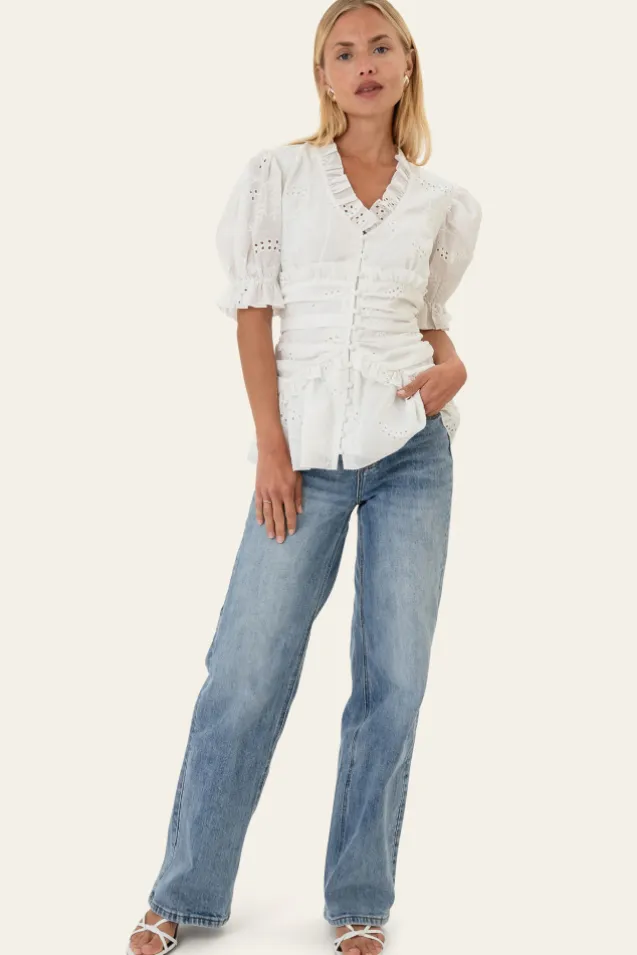Arielic Blouse White Embroidery