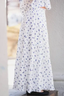 Asta Small Blossom Skirt White Blue