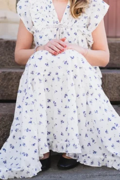 Asta Small Blossom Skirt White Blue