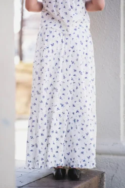 Asta Small Blossom Skirt White Blue