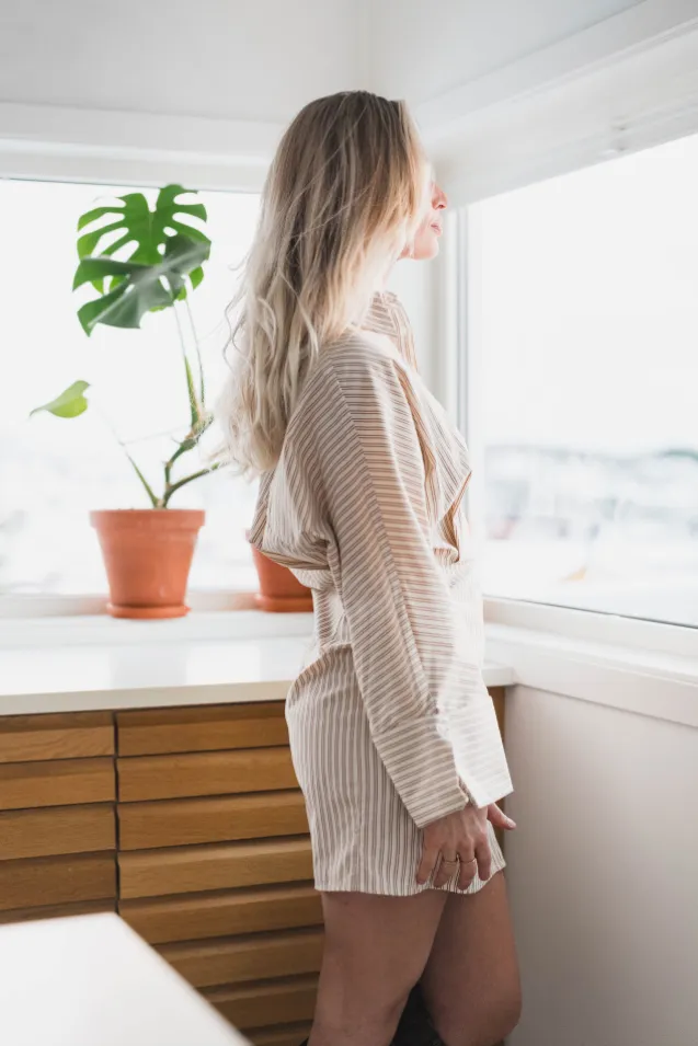 Atari Dress Oat Stripe