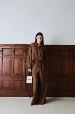 Atari Linen Shirt Chestnut Brown