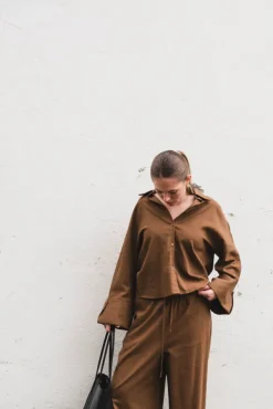 Atari Linen Shirt Chestnut Brown
