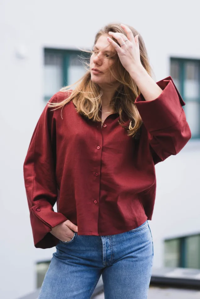 Atari Linen Shirt Rust Red