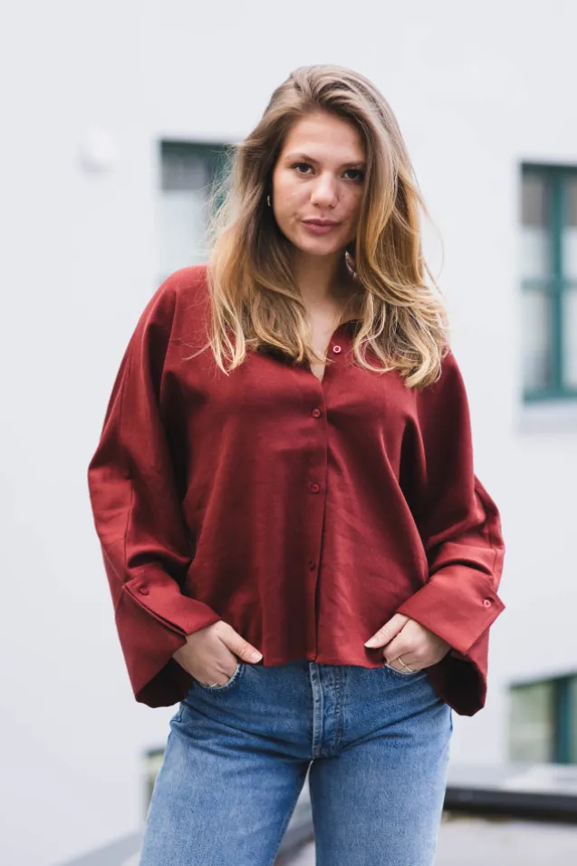 Atari Linen Shirt Rust Red