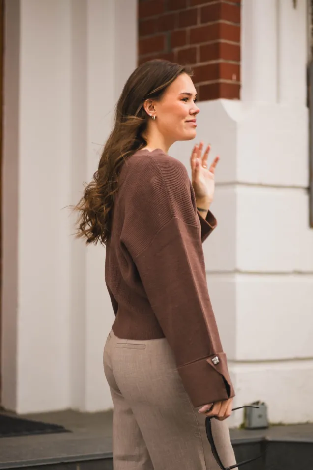 Atari Rib Cardigan Walnut Brown