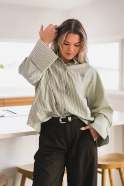 Atari Shirt Sage Stripe