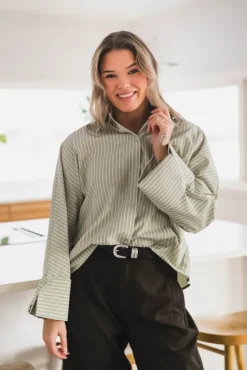 Atari Shirt Sage Stripe