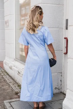 Baia Stripe Poplin Dress Light Blue