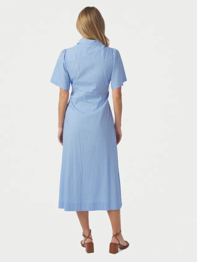 Baia Stripe Poplin Dress Light Blue