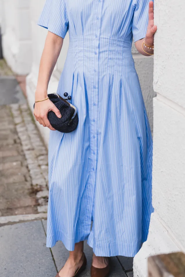 Baia Stripe Poplin Dress Light Blue