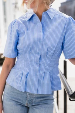 Balara Stripe Poplin Shirt Light Blue