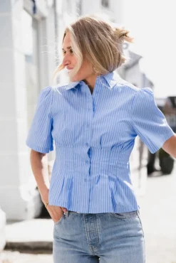 Balara Stripe Poplin Shirt Light Blue