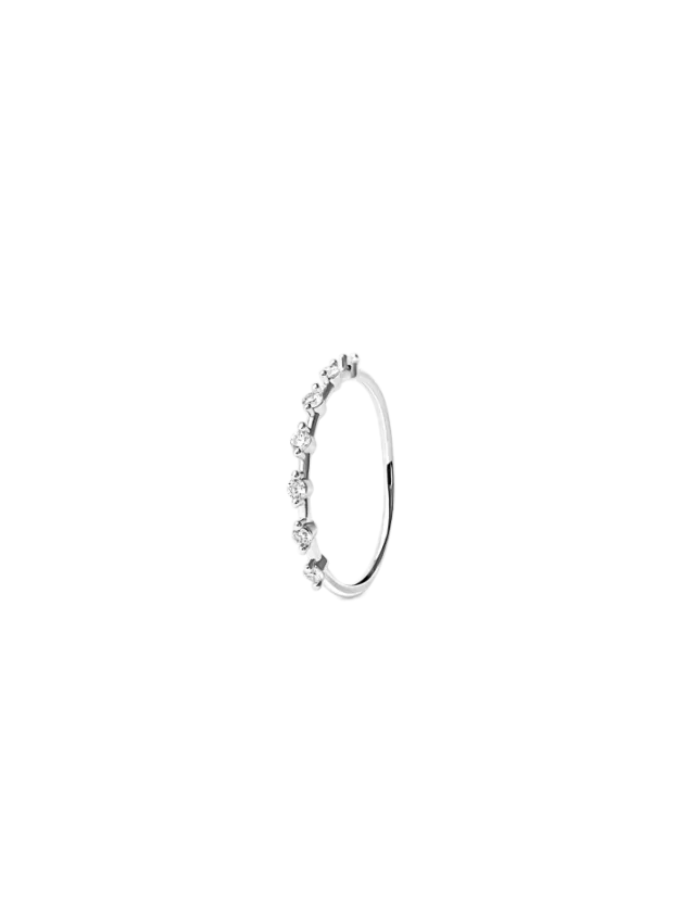 Beaded Zirconia Stacker Ring Silver