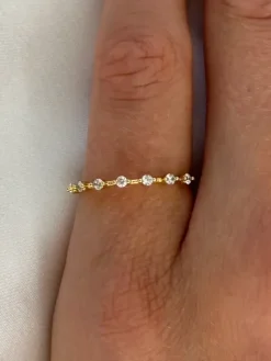 Beaded Zirconia Stacker Ring Gold
