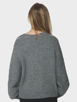 Beleney Small Check Fluff Cardigan Dark Grey
