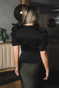 Benua Heavy Sateen Blouse Black