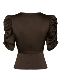 Benua Heavy Sateen Blouse Dark Brown