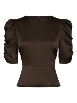 Benua Heavy Sateen Blouse Dark Brown