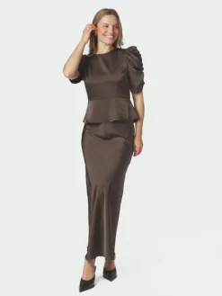 Benua Heavy Sateen Blouse Dark Brown