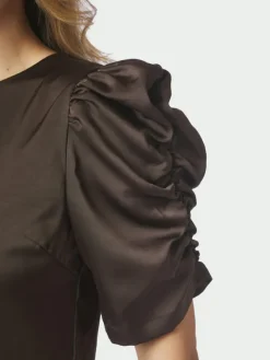 Benua Heavy Sateen Blouse Dark Brown