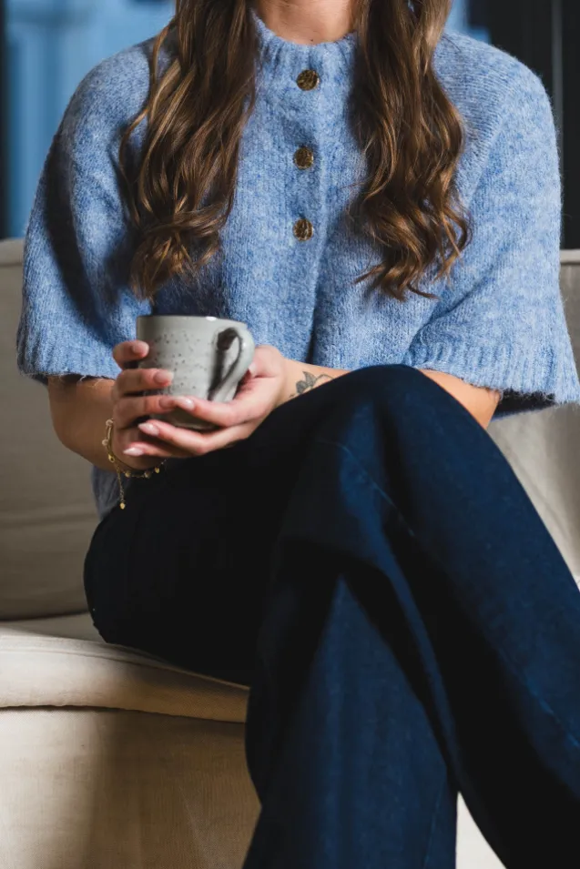 Benuta Fluffy Knit Cardigan Dusty Blue