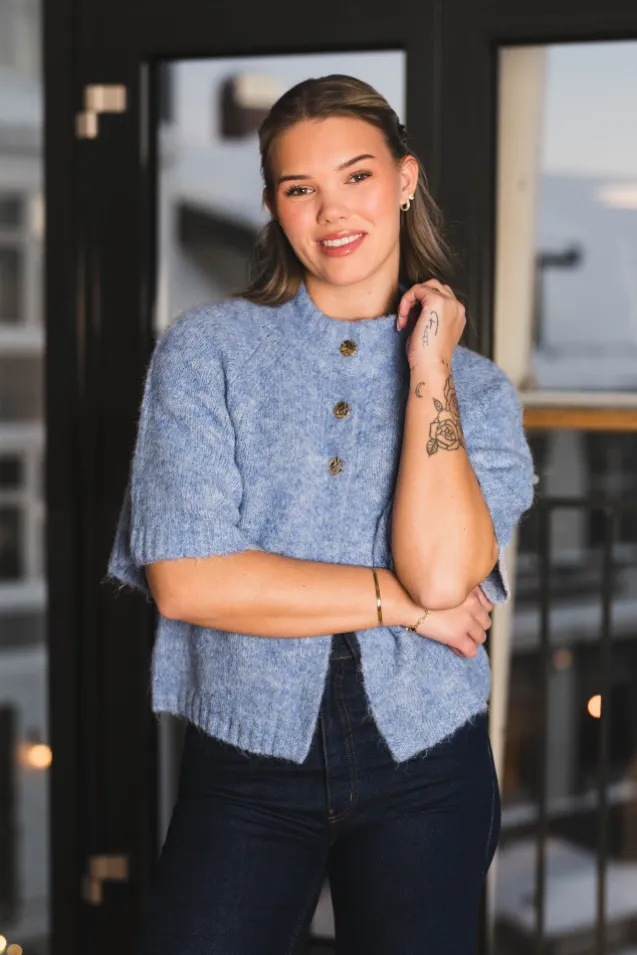 Benuta Fluffy Knit Cardigan Dusty Blue