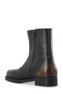 Betty Zip Boot Distressed Leather Brown