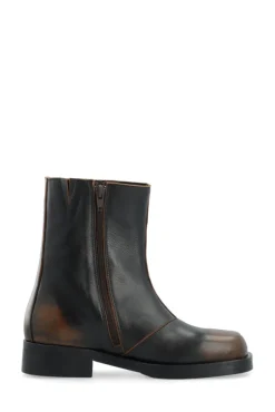 Betty Zip Boot Distressed Leather Brown