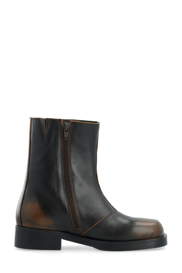 Betty Zip Boot Distressed Leather Brown